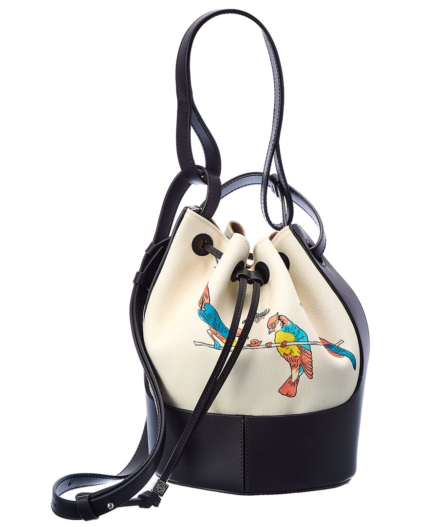 Loewe Balloon Canvas Bucket Bag in White