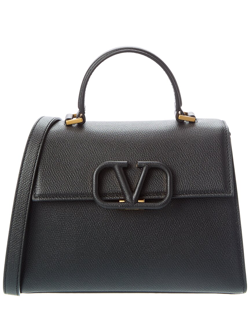 Valentino Vsling Small Grainy Leather Shoulder Bag In Black