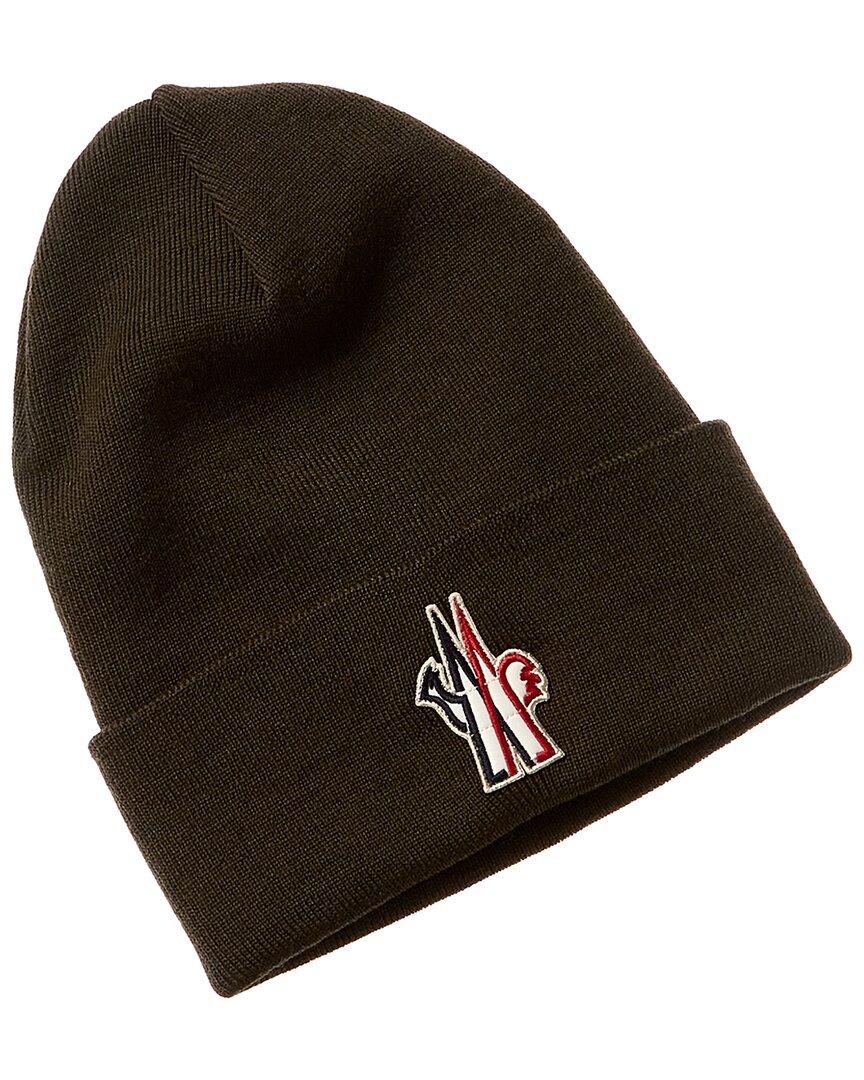 

Moncler Grenoble Logo Шерстяная шапка мужская коричневая, Коричневый, NA
