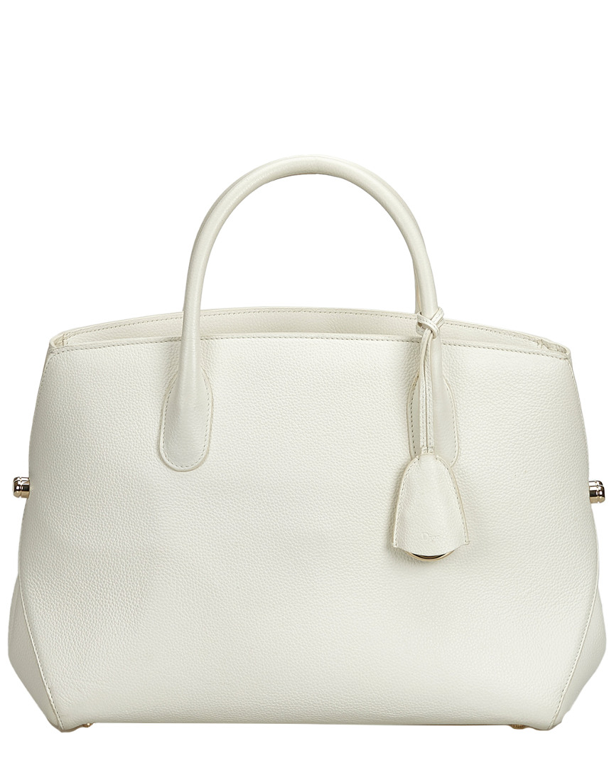 Dior White Leather Open Bar Bag