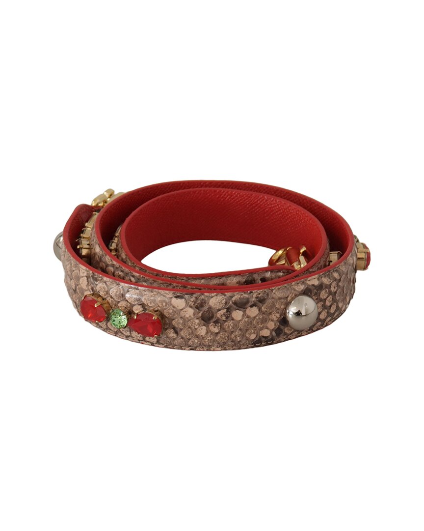 Dolce & Gabbana Chic Brown Python Leather Bag Strap