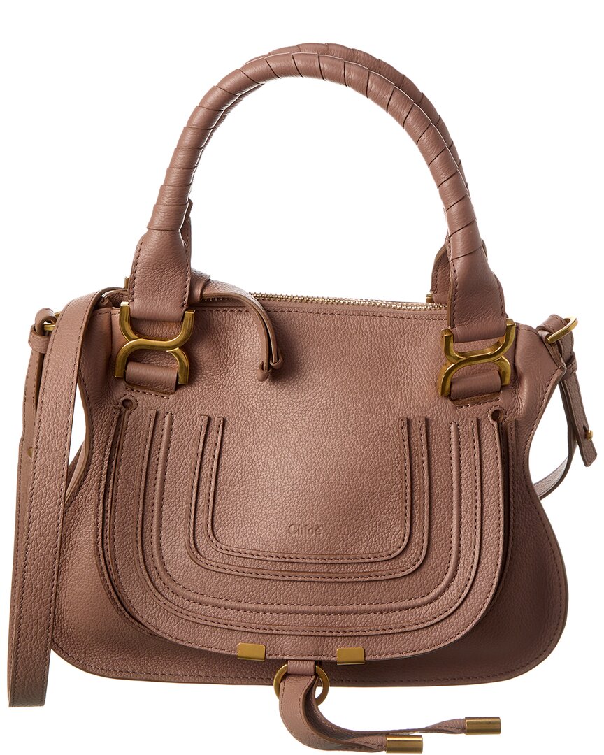 Chloé Marcie Small Leather Satchel In Pink