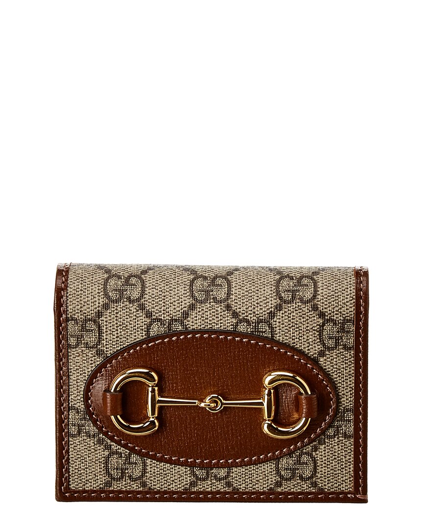 Gucci Horsebit 1955 Gg Supreme Canvas & Leather Wallet In Brown