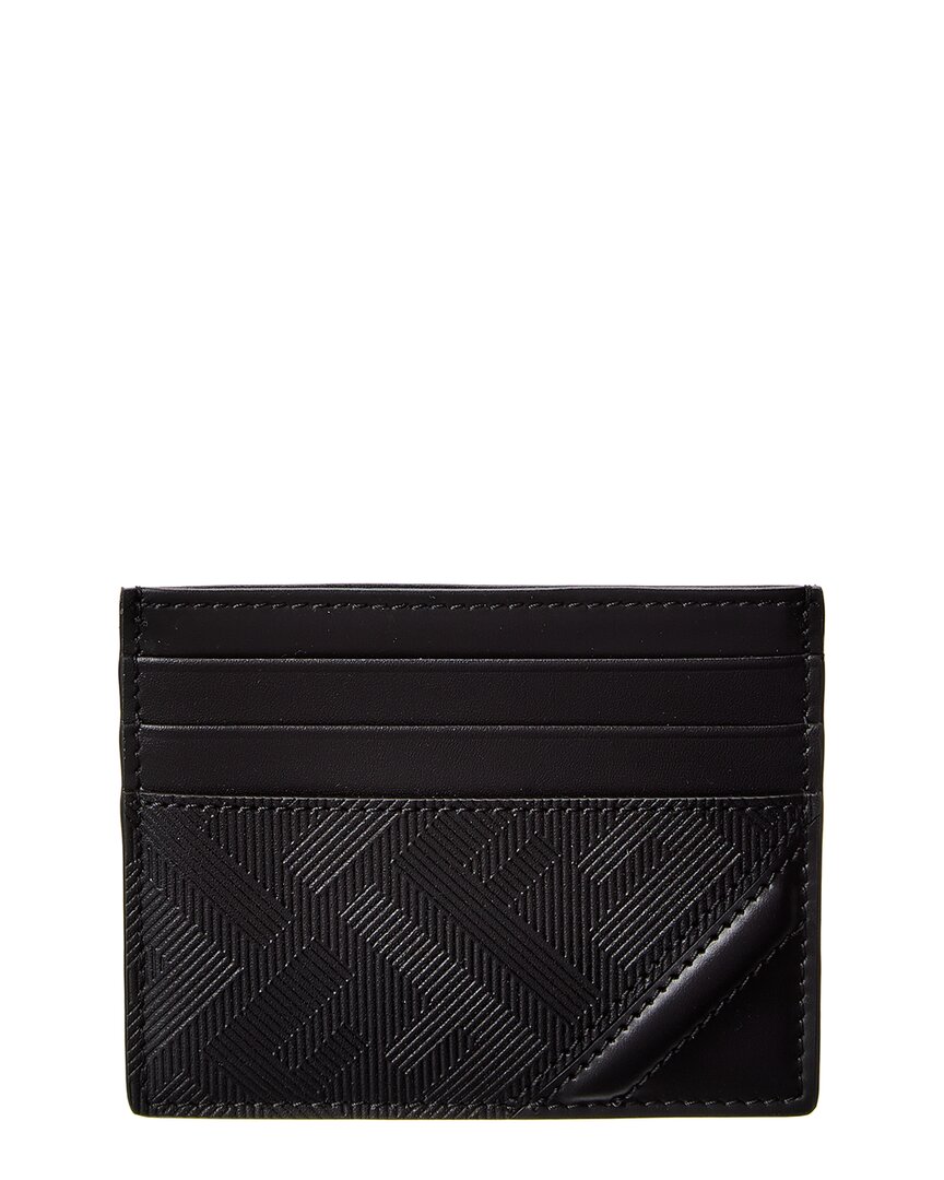 Shop Fendi Shadow Diagonal Leather Card Holder In Black