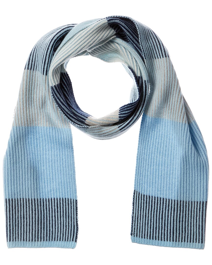 Forte Cashmere Plaited Colorblocked Cashmere Scarf In Blue