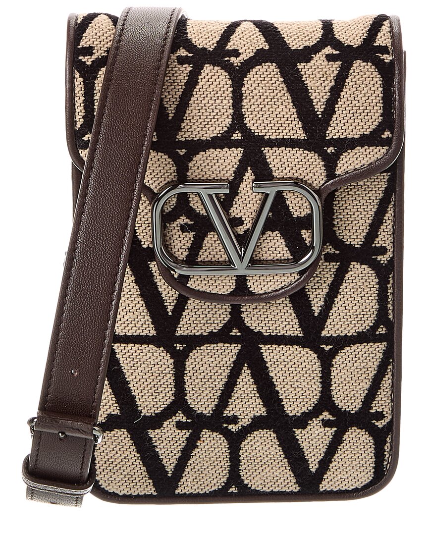 VALENTINO GARAVANI VALENTINO VLOGO LOCO MINI TOILE ICONOGRAPHE CANVAS & LEATHER CROSSBODY