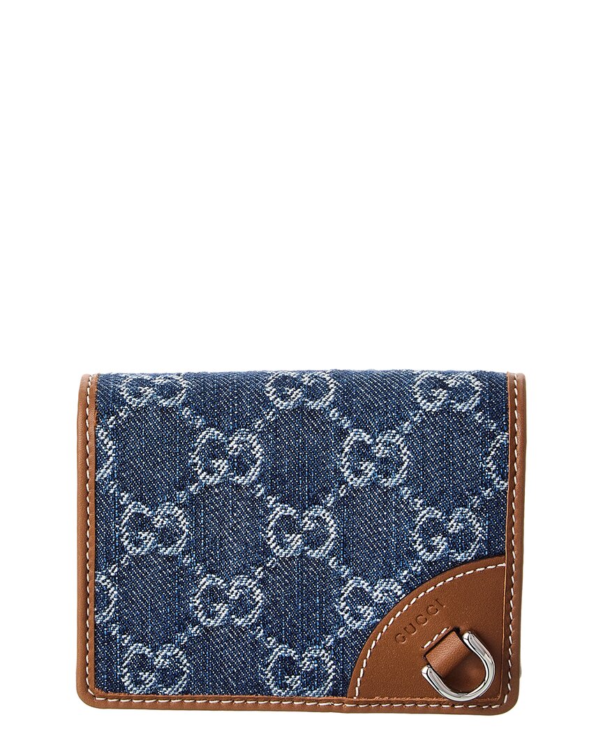 Gucci Gg Emblem Gg Denim & Leather Wallet