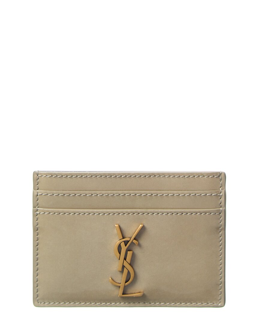 Saint Laurent Cassandre Patent Card Holder In Brown
