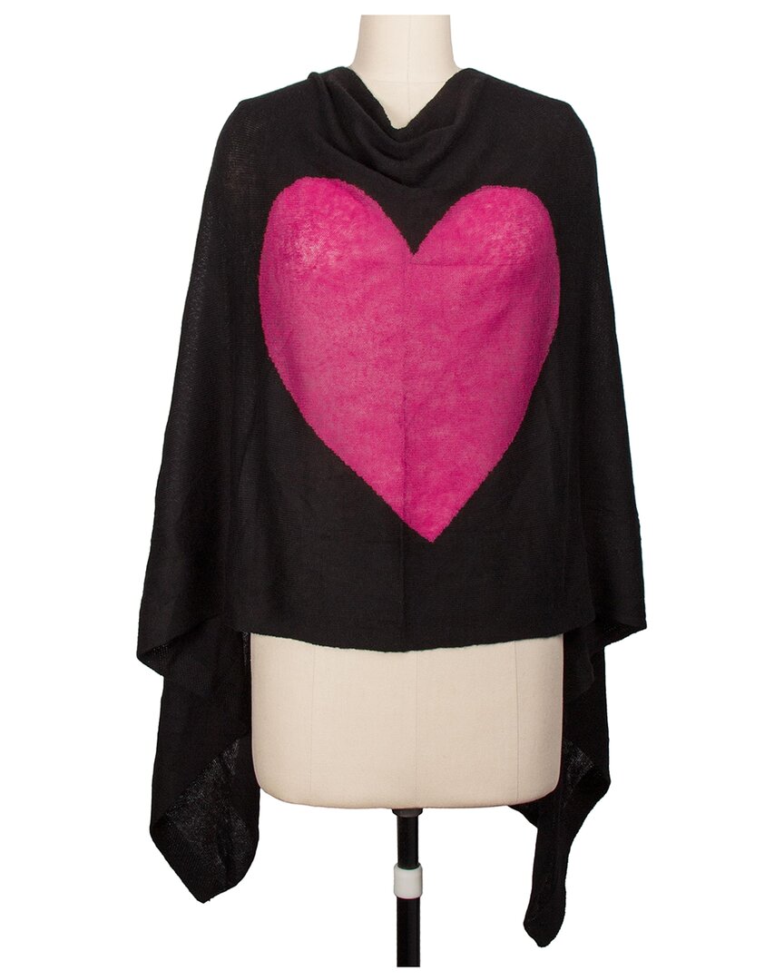 Saachi Cashmere Blend Heart Silk & Cashmere-blend Poncho In Black