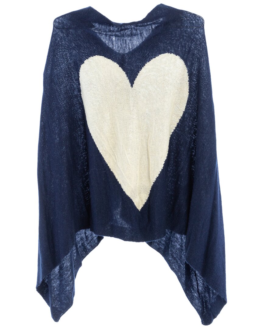 Shop Saachi Cashmere Blend Heart Wool & Cashmere-blend Poncho In Blue