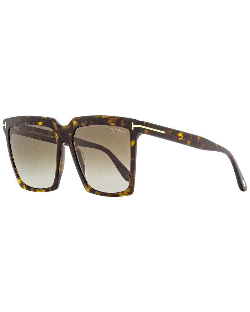 Tom Ford Women's Square Sunglasses Tf764 Sabrina-02 52h Dark Havana 58mm In Multi