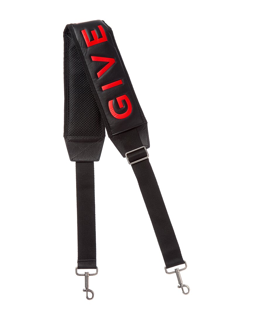 Givenchy Logo Padded Leather Shoulder Strap In Black