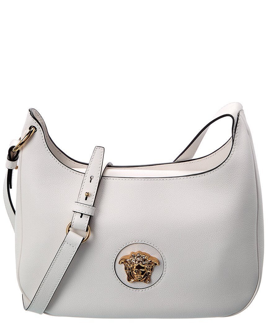 Versace La Medusa Medium Leather Hobo Bag In White Modesens 4629