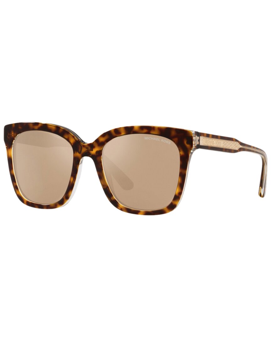Michael Kors Gold Mirrored Square Ladies Sunglasses Mk2163 31027p 52 In Brown