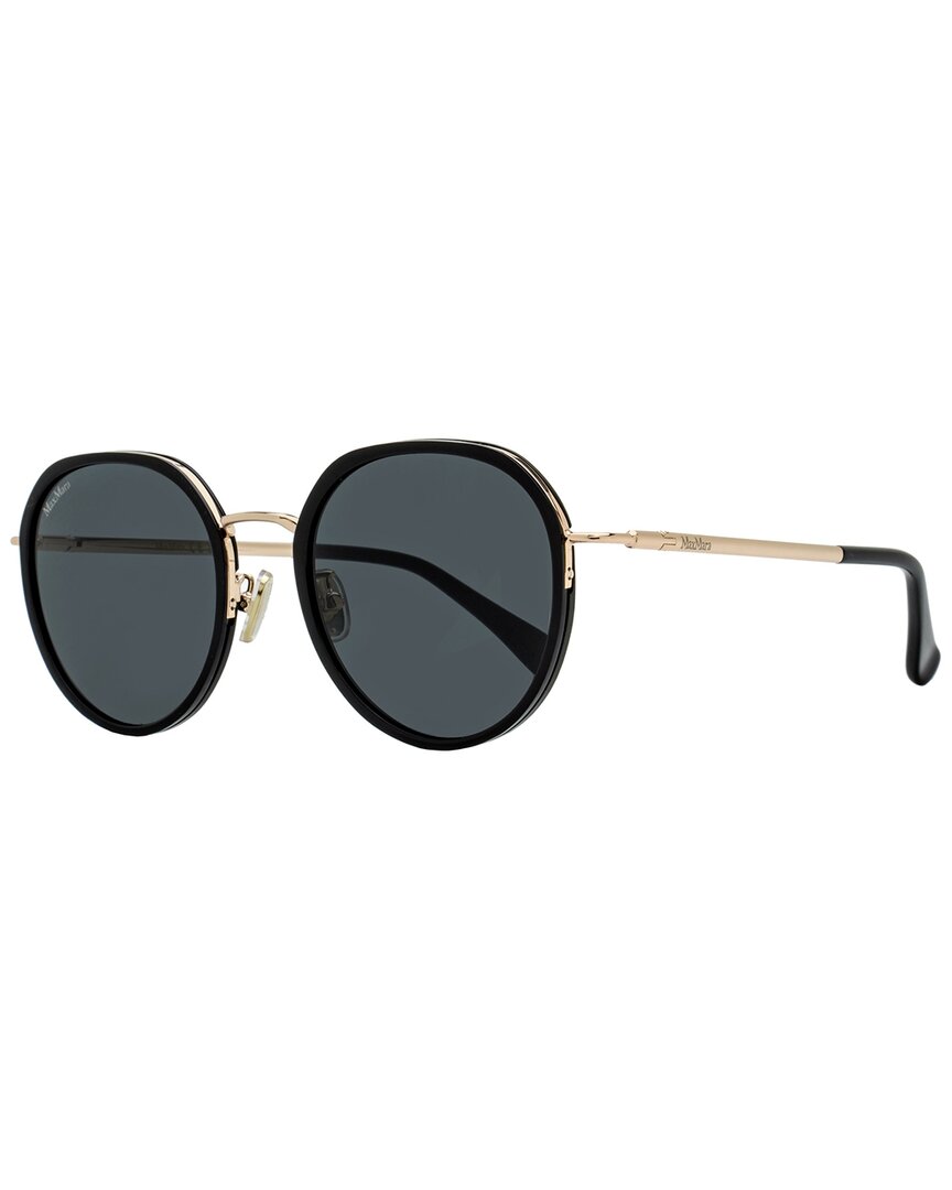 Max Mara Women's Oval Alt Fit Sunglasses Mm0109-k 01a Black/gold 54mm In Black