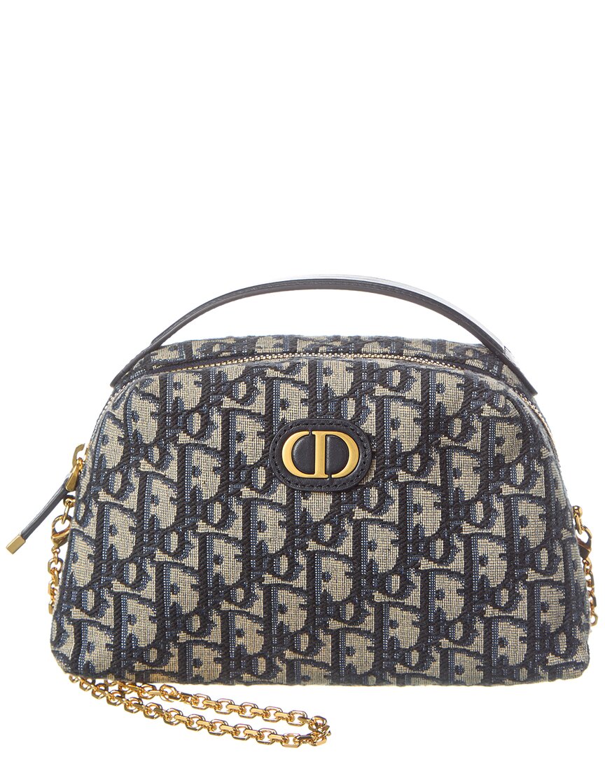 Dior D Cosy Mini Canvas & Leather Shoulder Bag In Blue