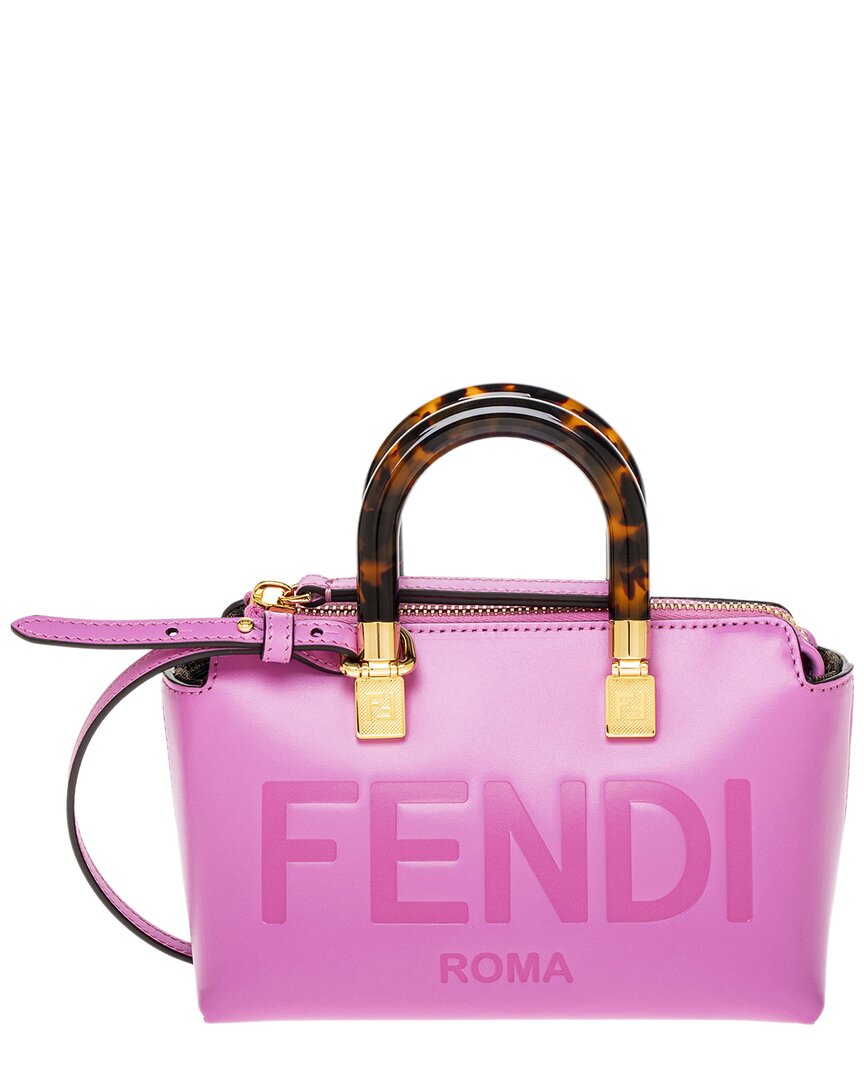 Fendi By The Way Mini Boston Leather Bag In Burgundy