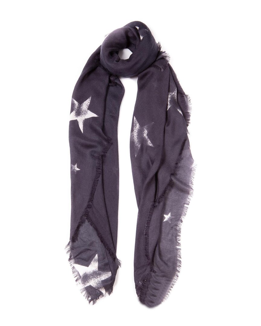 Blue Pacific Tissue Cashmere-blend Faded Stars Scarf In Grey