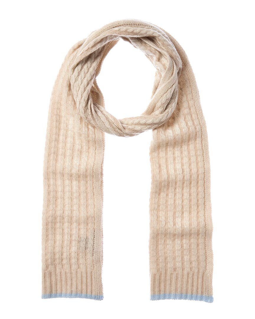 Forte Cashmere Plaited Baby Cable Cashmere Scarf In White