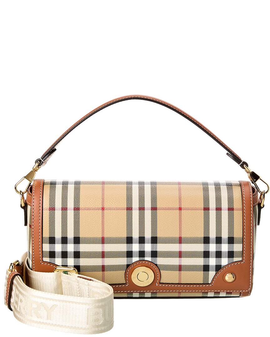 Burberry Womens Briar Brown Check-print Flap-front Woven-blend Cross-body Bag In Multi