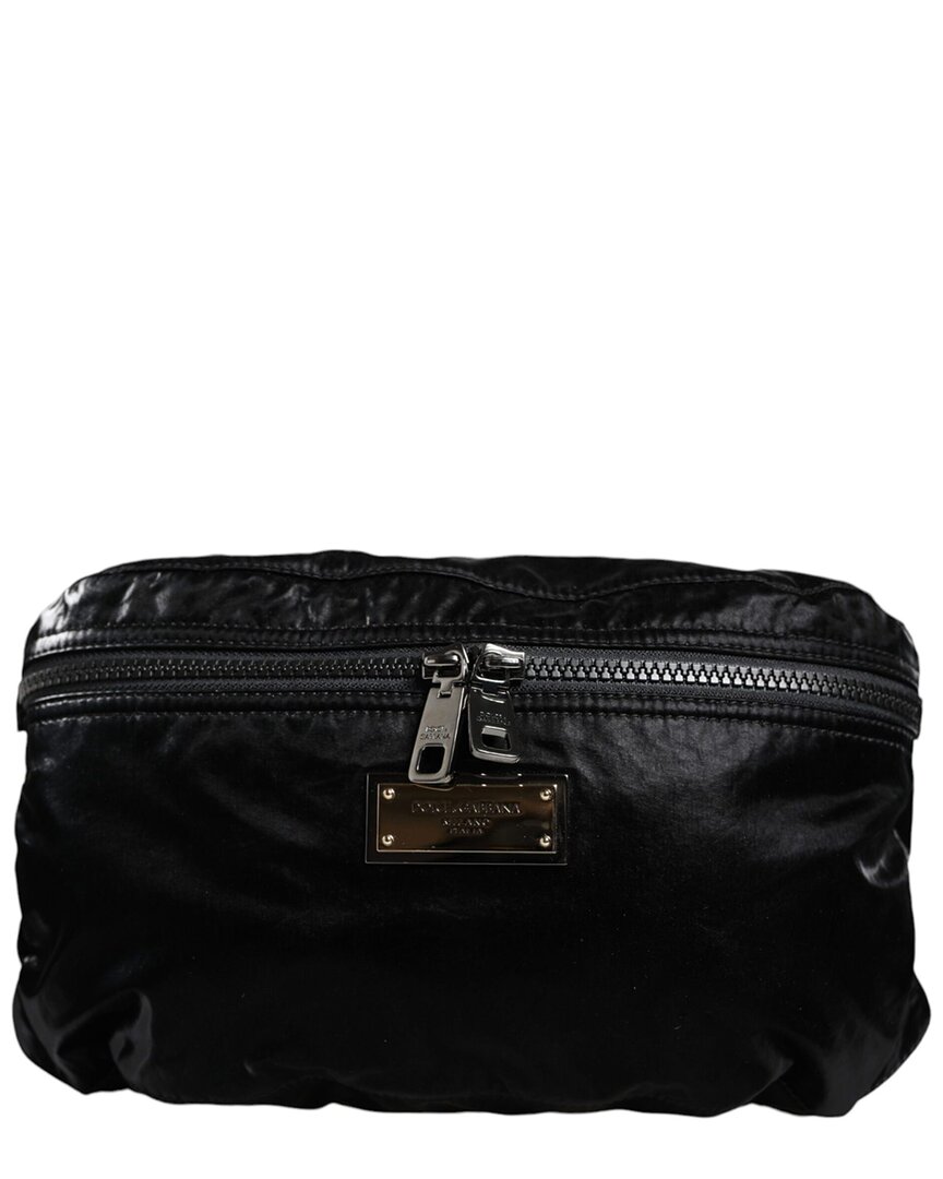 Dolce & Gabbana Black Nylon Fabric Belt Waist Fanny Pack Bag In Black