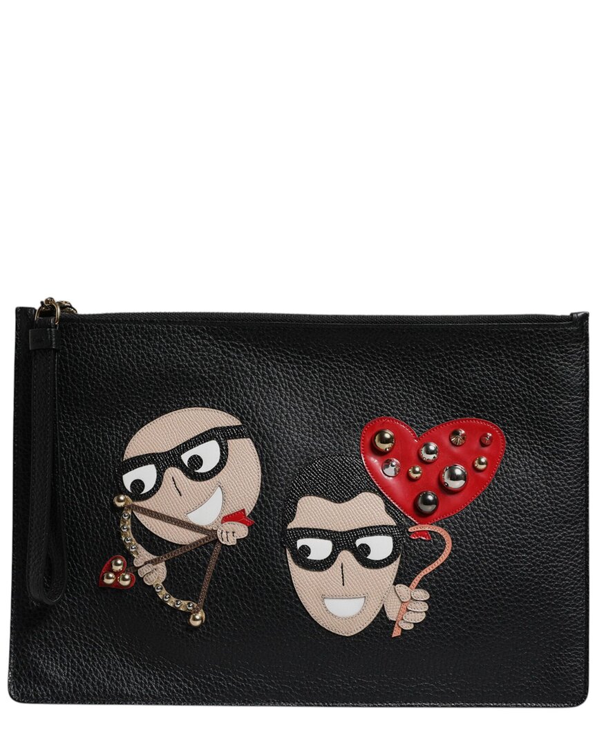 Dolce & Gabbana Leather Clutch In Black