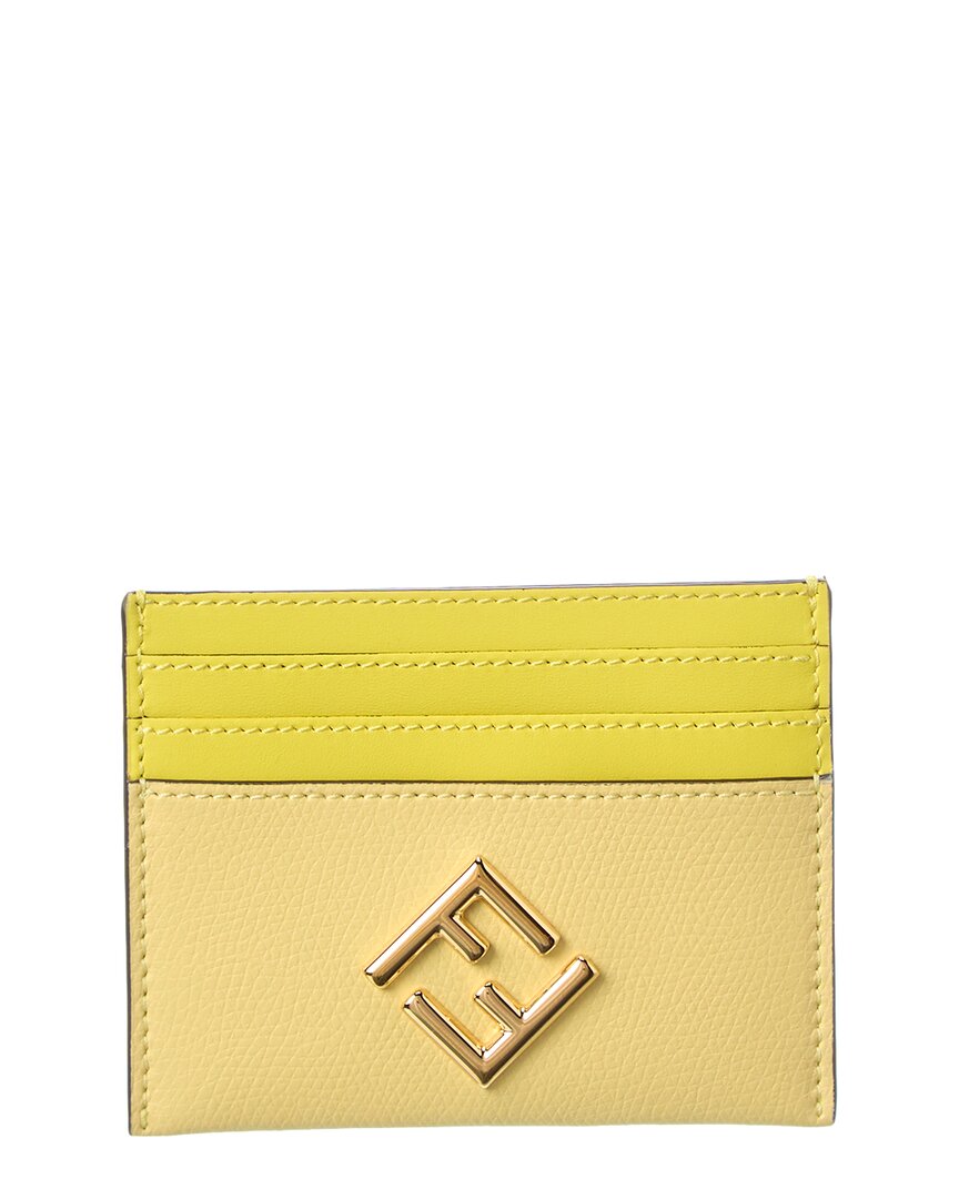 Shop Fendi Ff Diamonds Leather Card Holder In Yellow