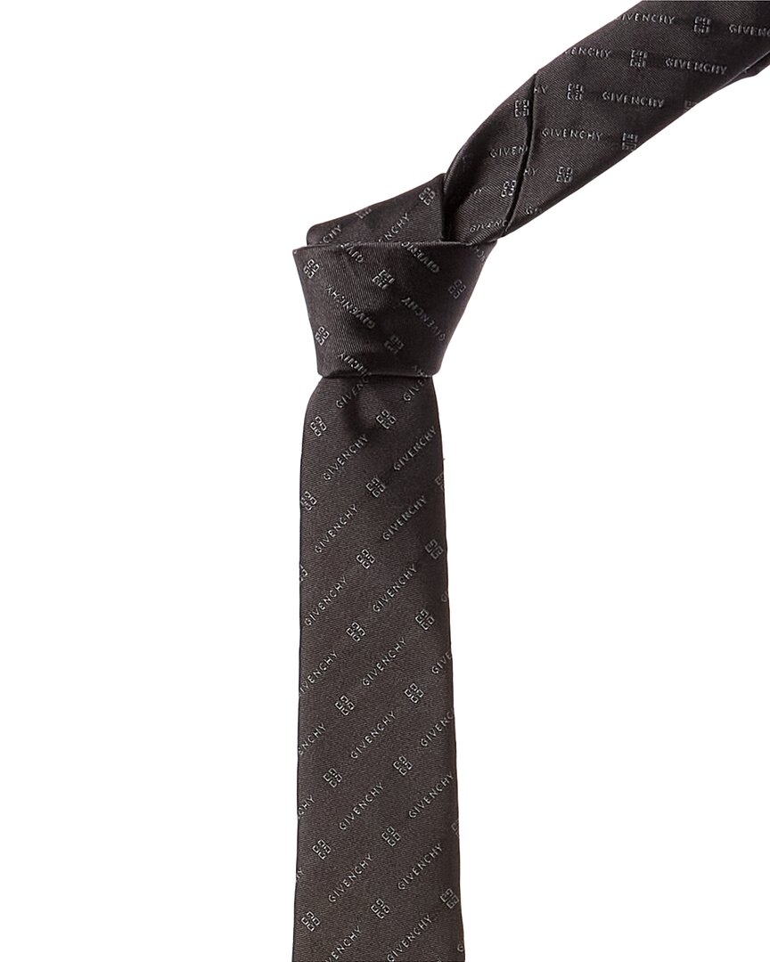 Givenchy Grey Mix Diagonal Logo Silk Tie In Gray