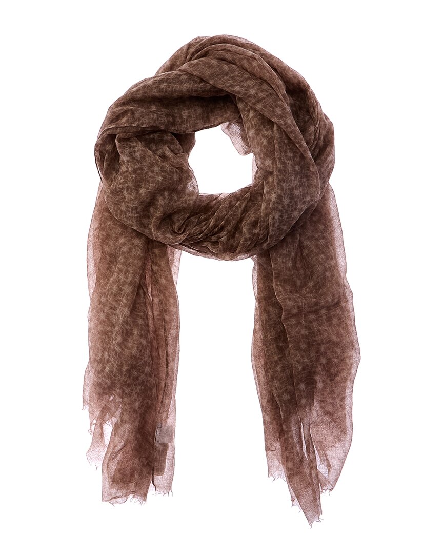 Brunello Cucinelli Logo Silk Scarf In Brown