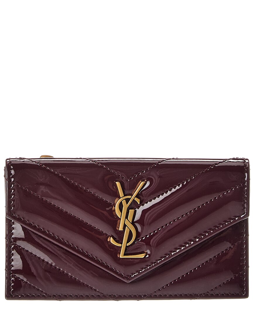 Saint Laurent Cassandre Patent Card Case In Red