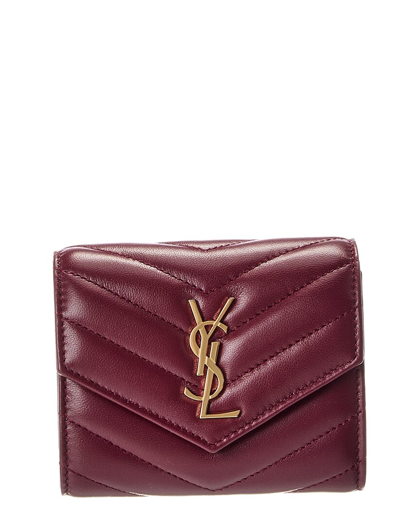 Saint Laurent Cassandre Leather French Wallet In Burgundy