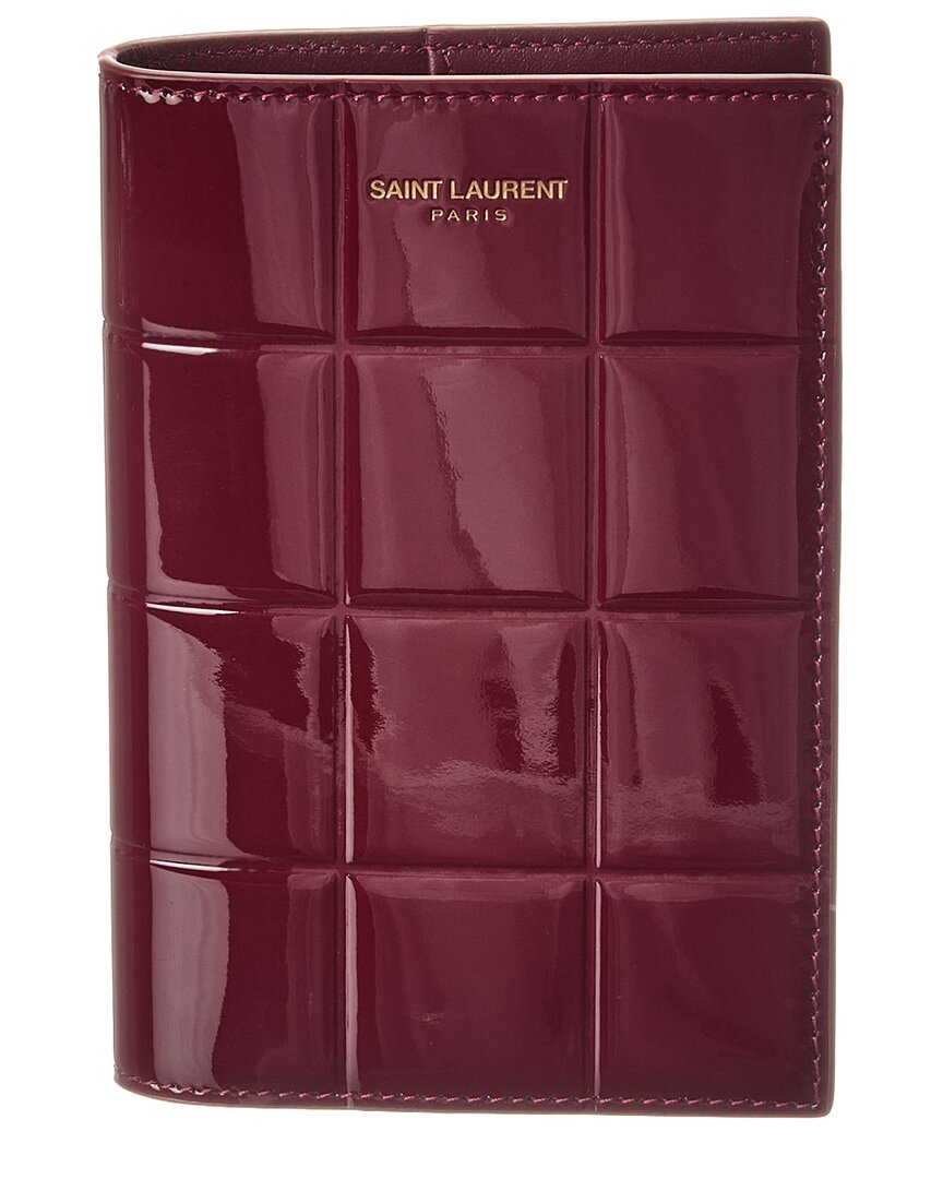 Saint Laurent Patent Passport Case In Red