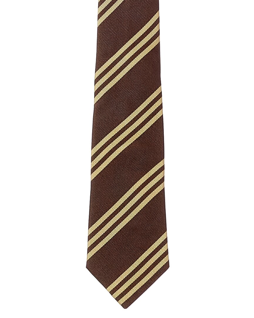 Brunello Cucinelli Brown Diagonal Stripe Silk Tie