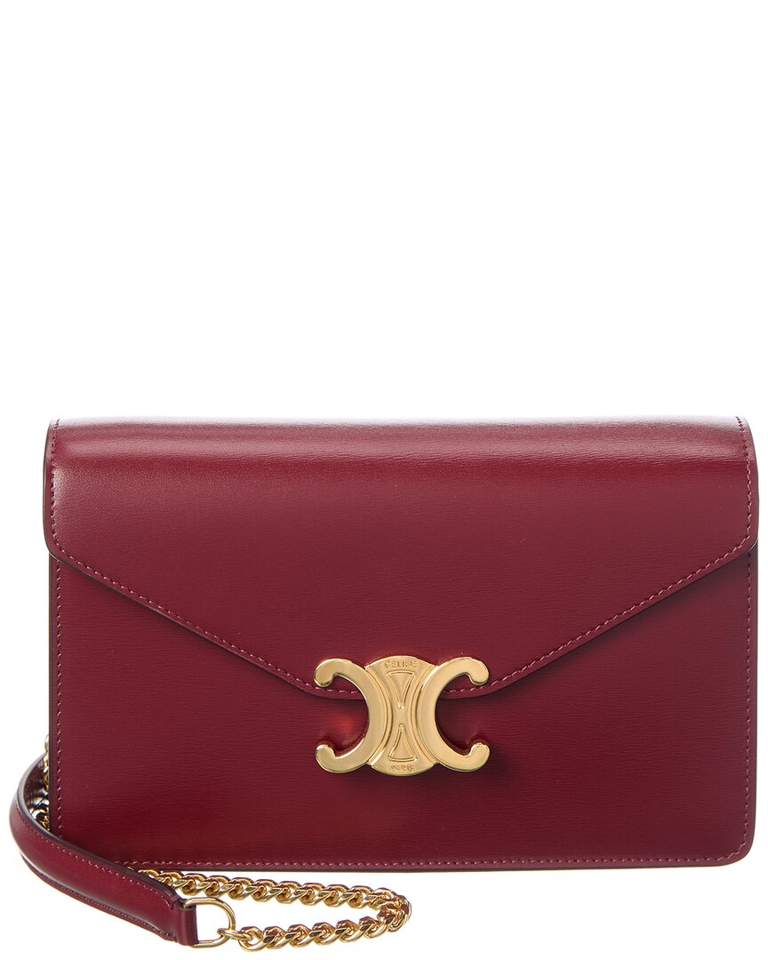 Celine Margo Leather Wallet On Chain In Red