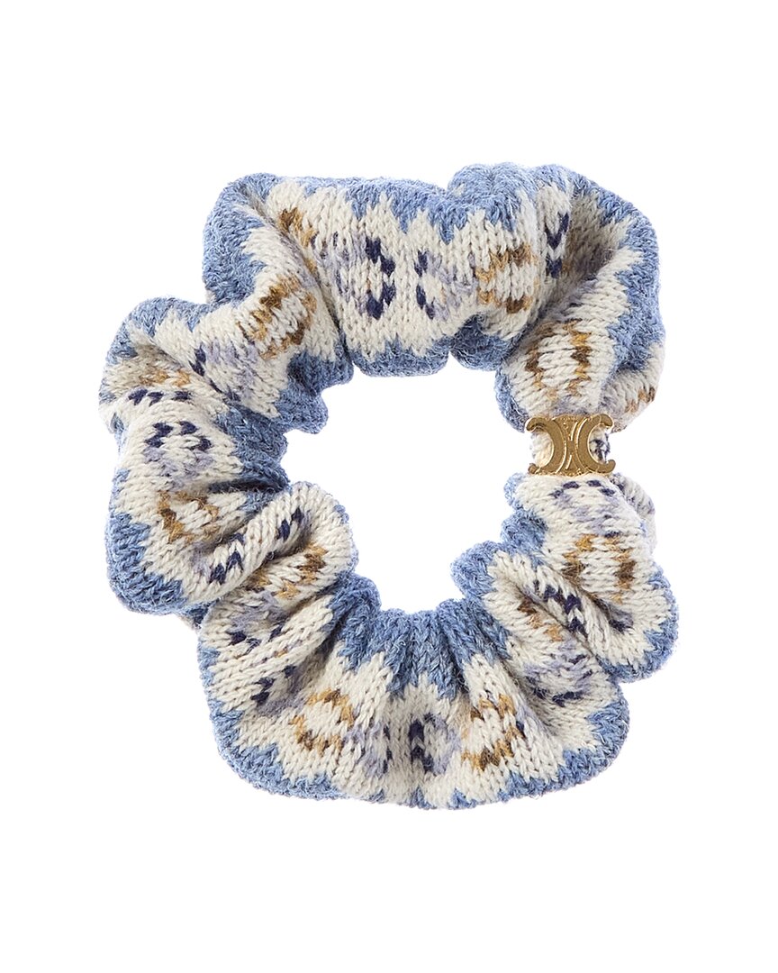 Celine Fairisle Wool Scrunchie In Blue