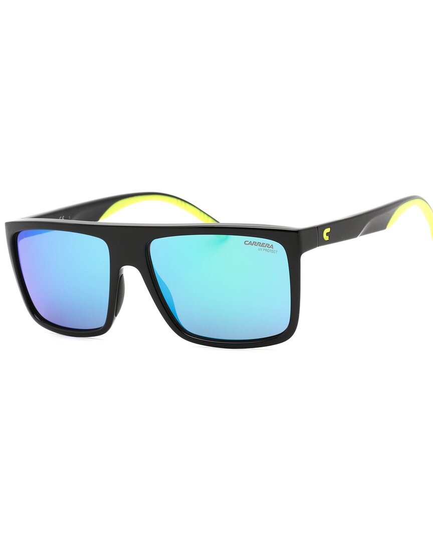 Carrera Men's 8055/s Sunglasses In Black Green / Grey With Green Mirrored In Black