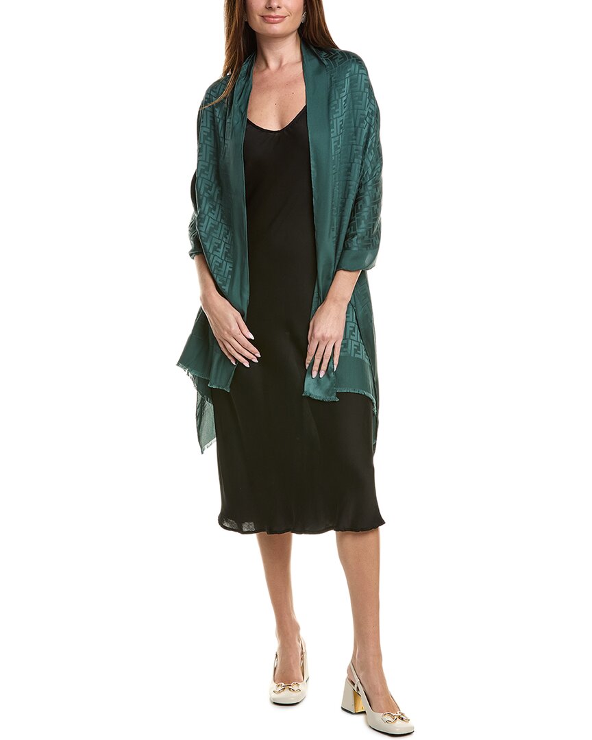 Fendi Ff Slik Stole In Green
