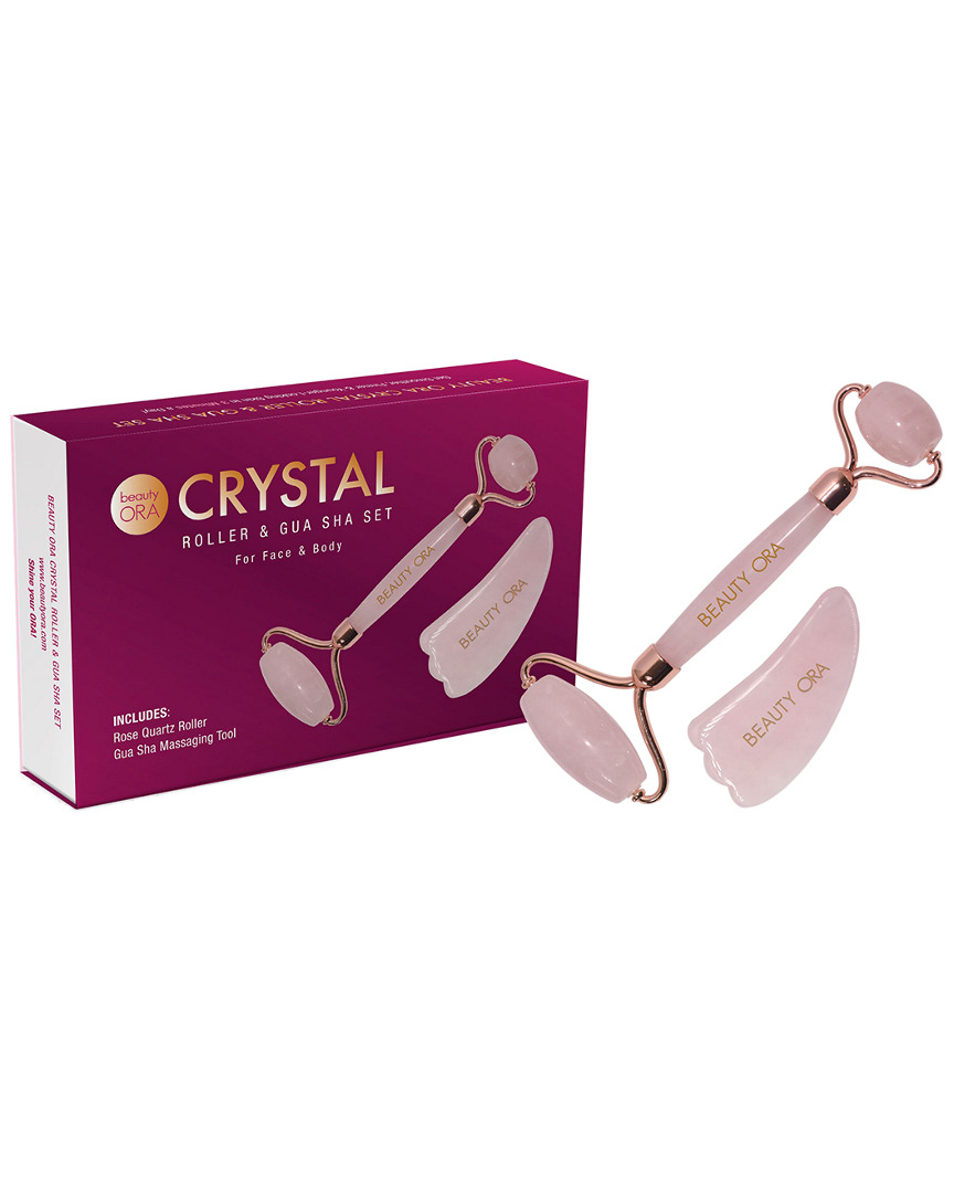 Ora Pink Crystal Roller & Gua Sha Set For Face & Body