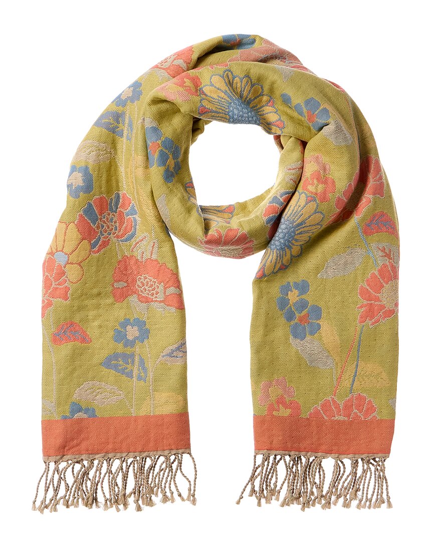 Saachi Fiore Pastel Reversible Scarf In Green