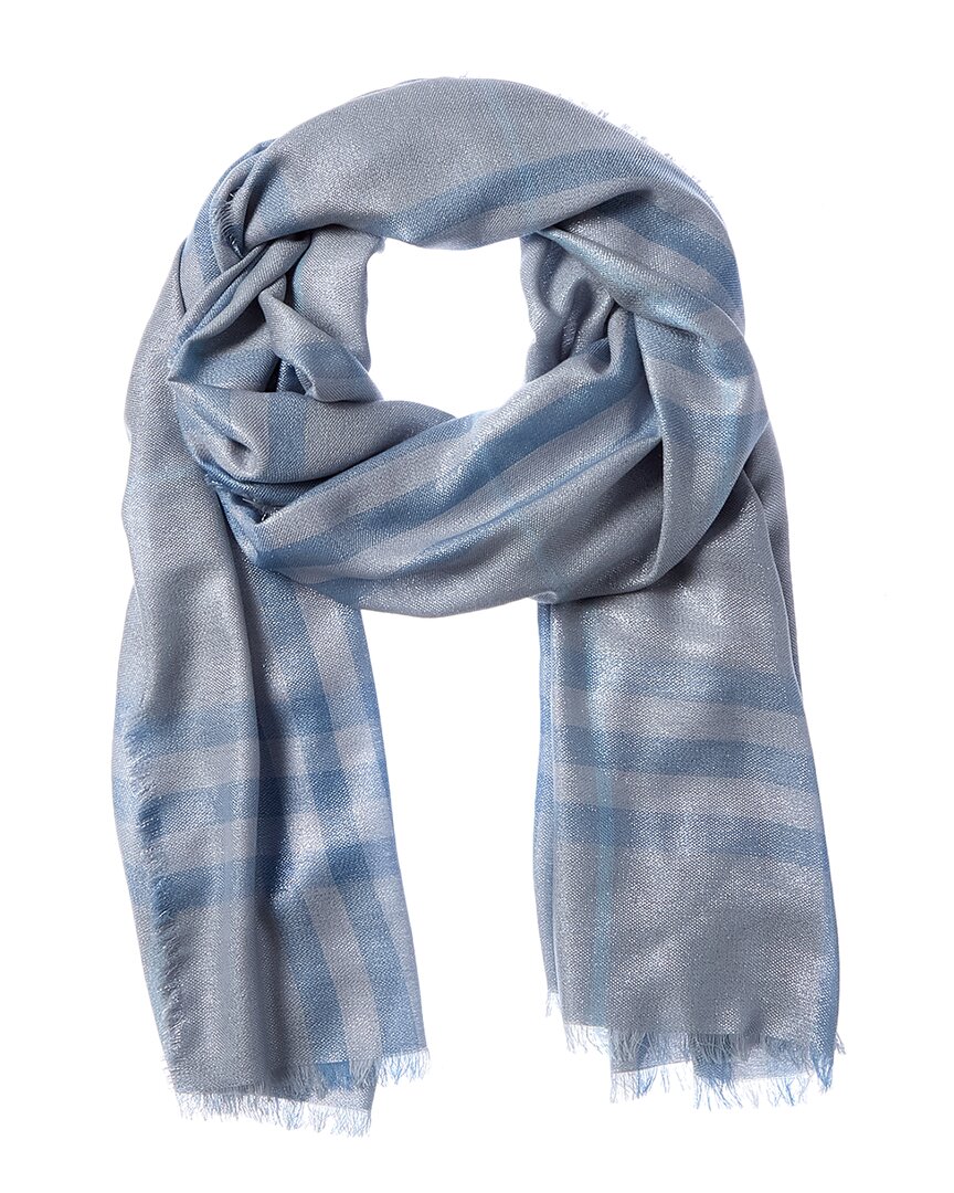 Burberry Check Wool & Silk-blend Scarf In Blue
