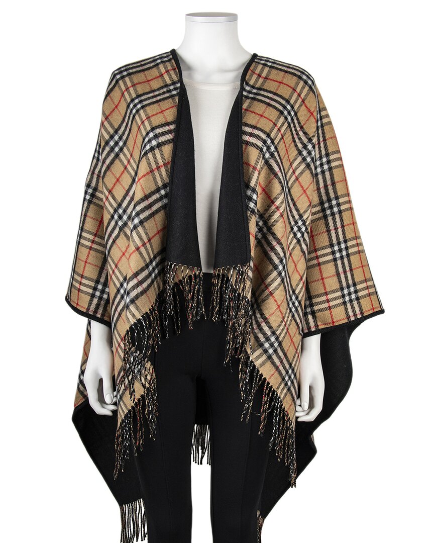 Burberry Check Reversible Wool Cape In Multi