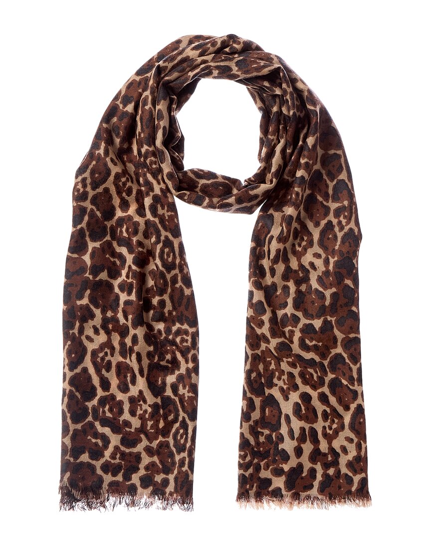 Sofia Cashmere Sofiacashmere Leopard Print Lightweight Cashmere Scarf In Brown