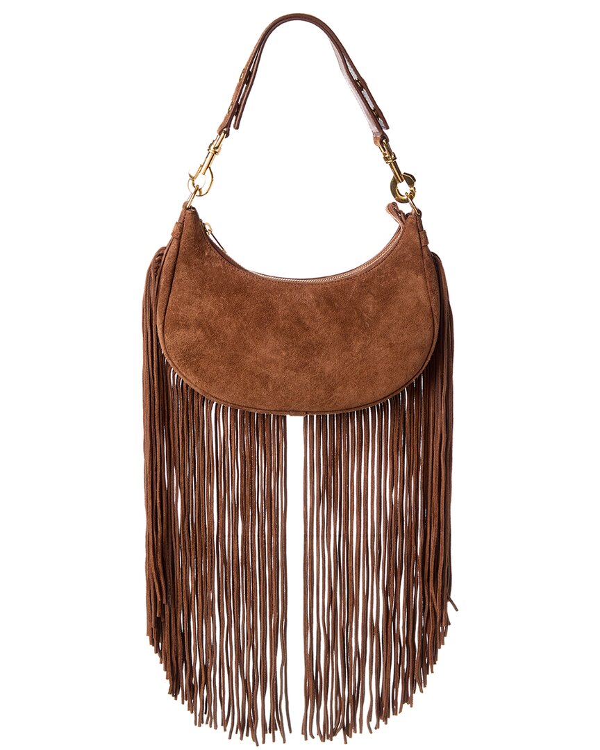 Celine Ava Medium Suede Hobo Bag In Brown