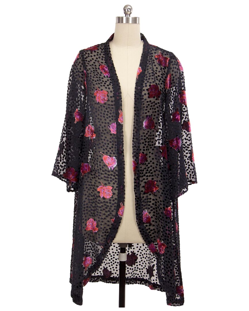 Saachi Night Rose Velvet Kimono In Black