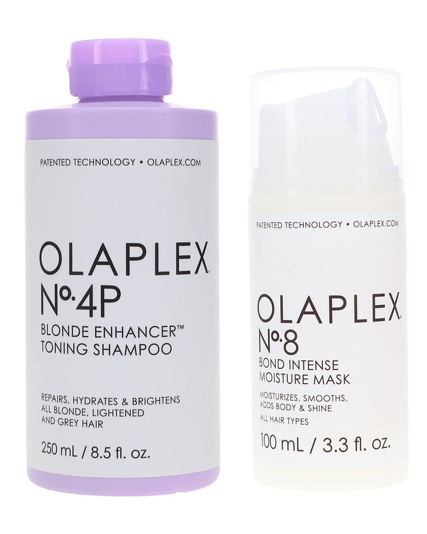 Olaplex No.4p Blonde Enhancer Toning Shampoo 8.5oz & No. 8 Bond Intense Mask 3.3oz Combo Pack