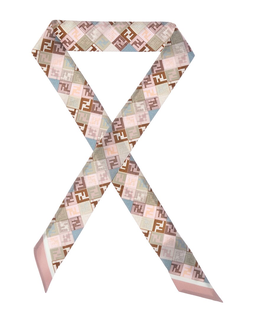 Fendi Wrappy Silk Scarf In Beige