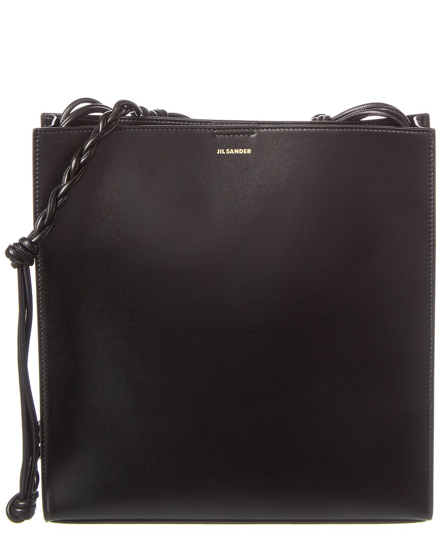 Jil Sander Shoulder Bag With Leather Logo Stamp In Black