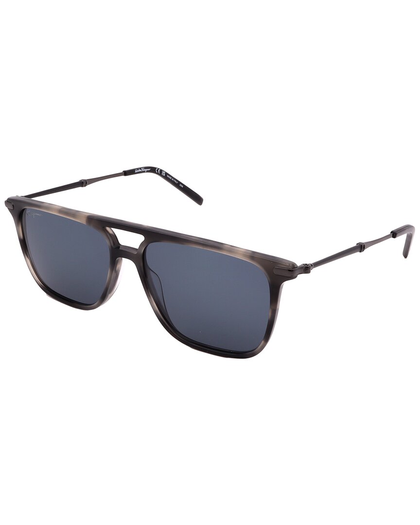 Ferragamo Men's Sf966s Sunglasses In Striped Grey/grey Gradient
