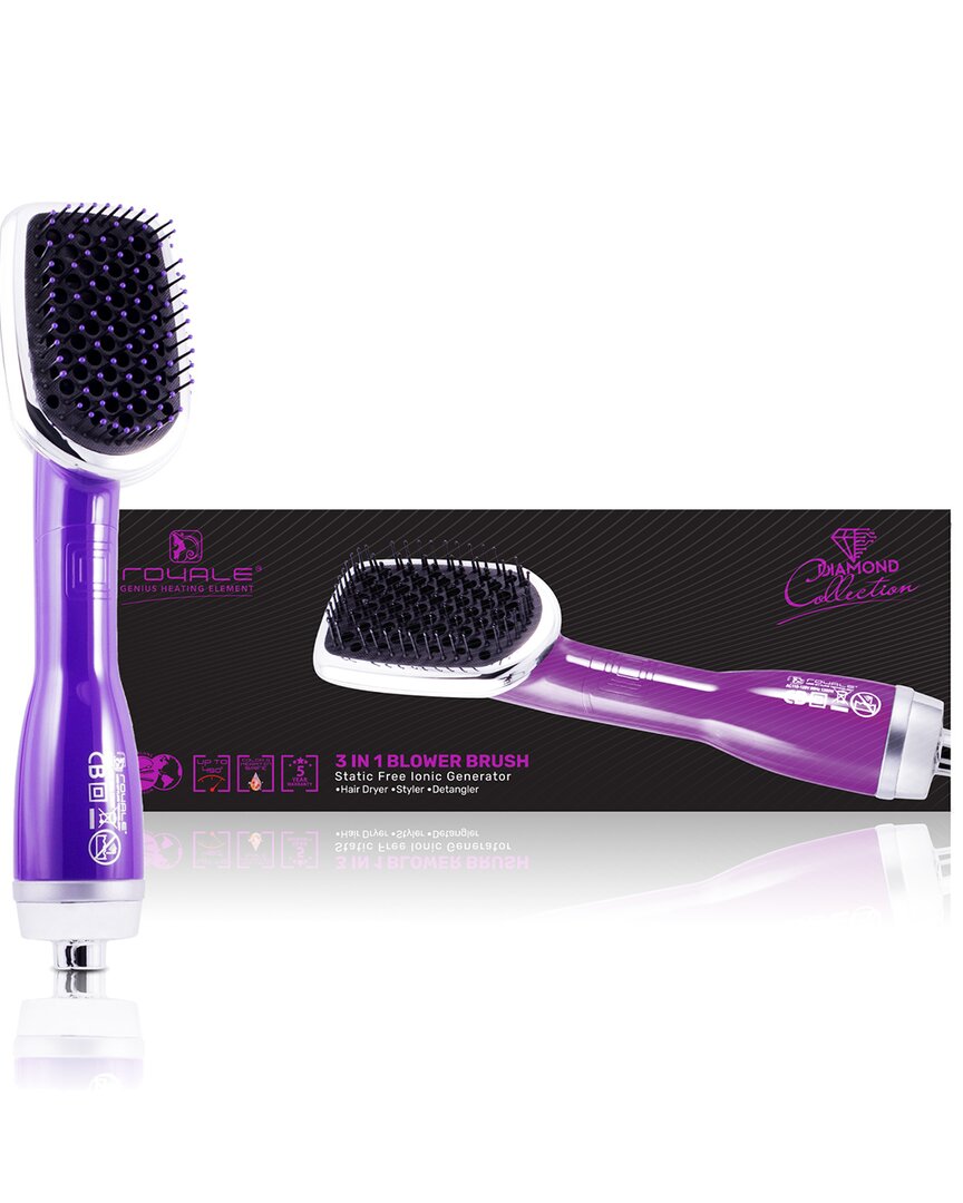 Royale Hair 3-in-1 Drying Brush, Styler, & Detangler In Purple
