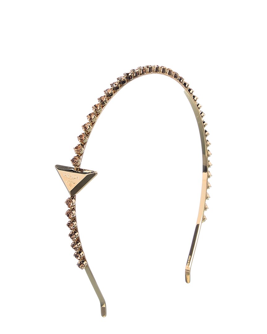 Prada Logo Crystals Headband In Gold | ModeSens